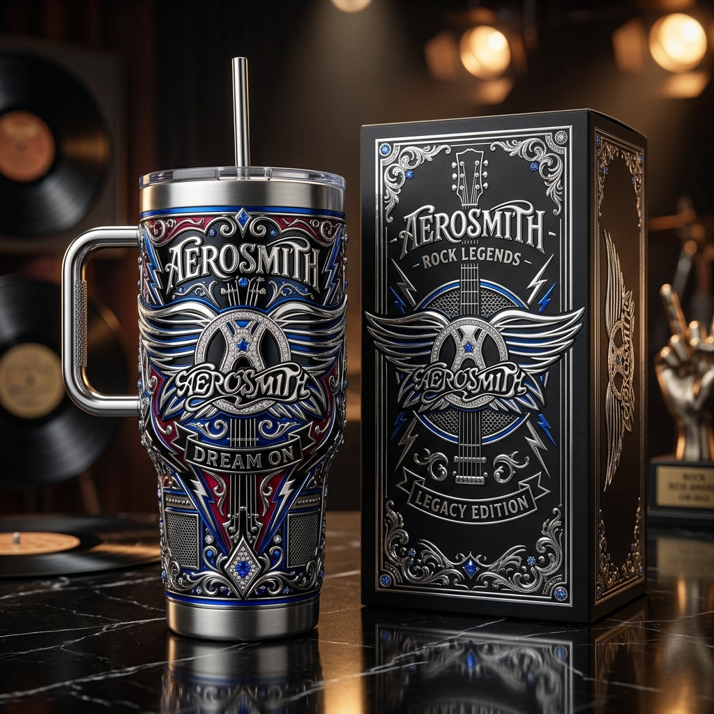 Aerosmith 40oz Tumbler with Lid and Straw