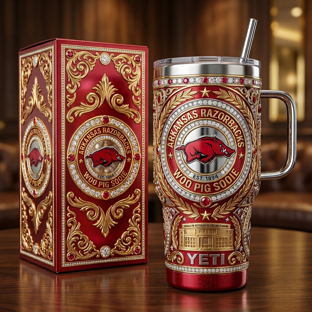 Arkansas Razorbacks 40oz Tumbler with Lid and Straw