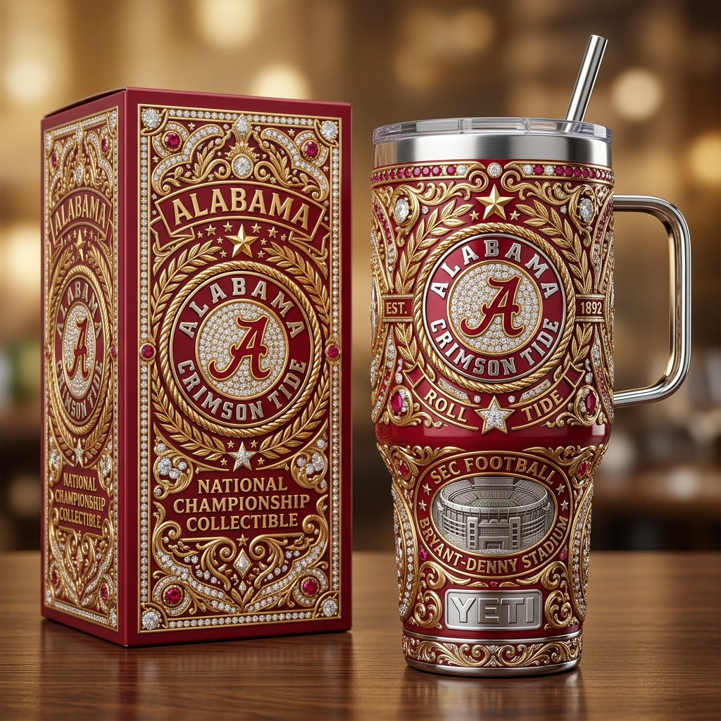 Alabama Crimson Tide 40oz Tumbler with Lid and Straw