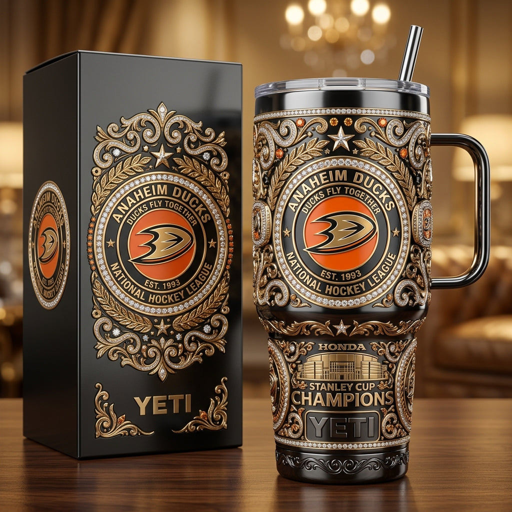 Anaheim Ducks 40oz Tumbler with Lid and Straw