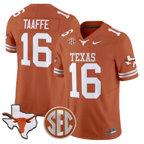 #16 Michael Taaffe Texas Longhorns Orange Jersey - All Stitched