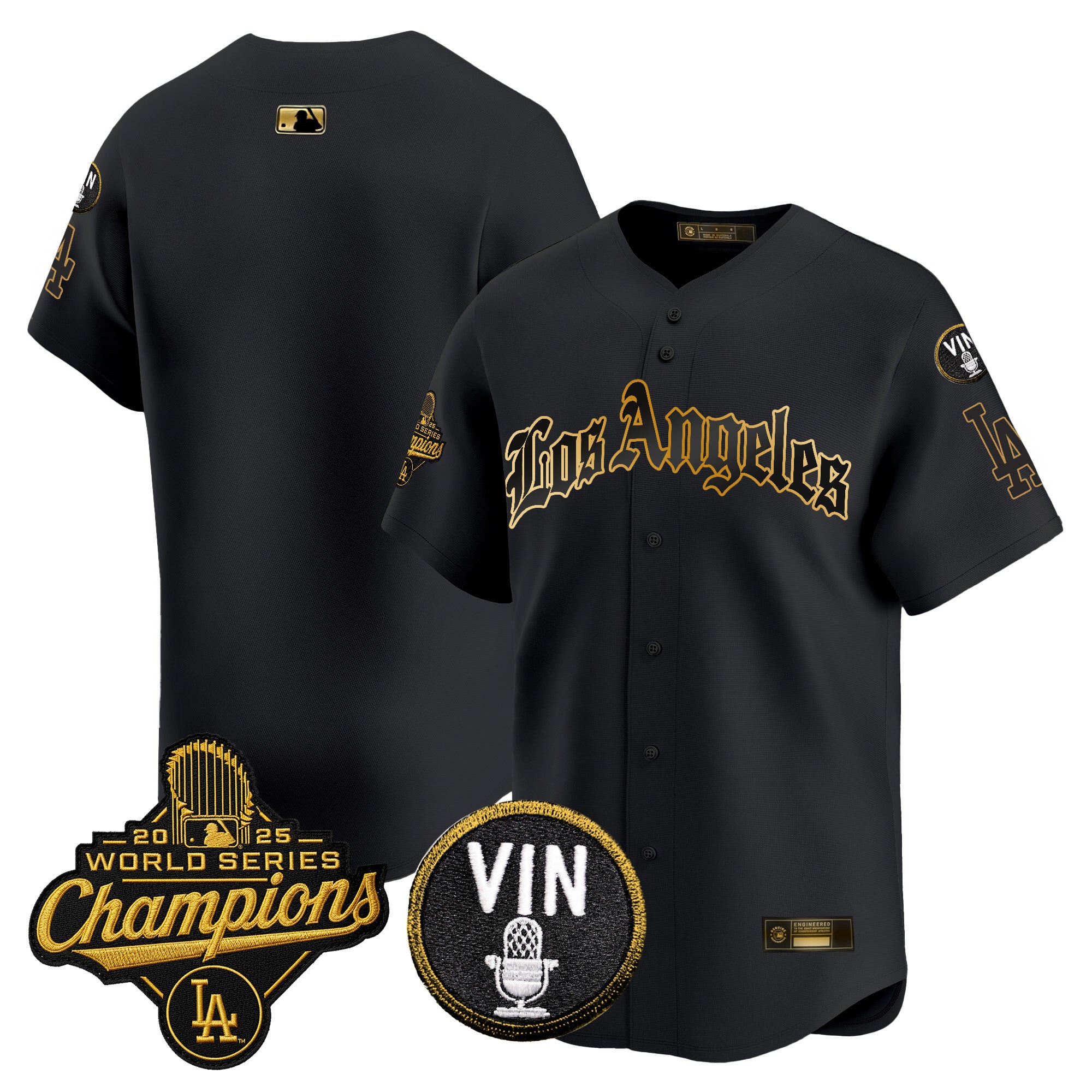 Men's Dodgers 2025 World Series Champions Vapor Premier Limited Jersey - LA Gothic Edition - All Stitched