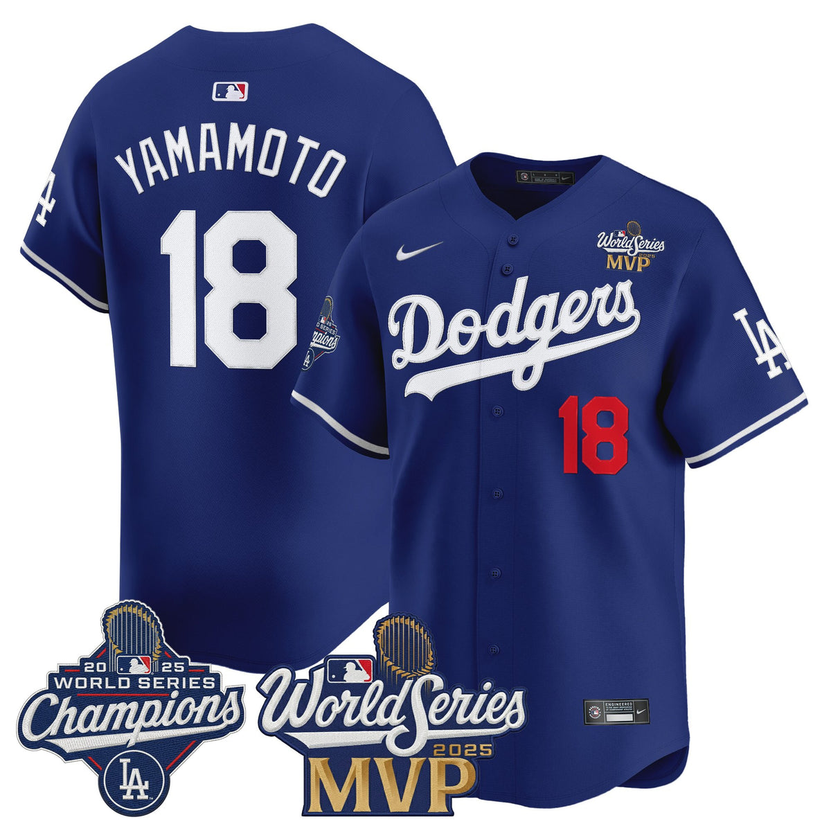 #18 Yoshinobu Yamamoto 2025 World Series MVP Vapor Premier Limited Jersey - All Stitched