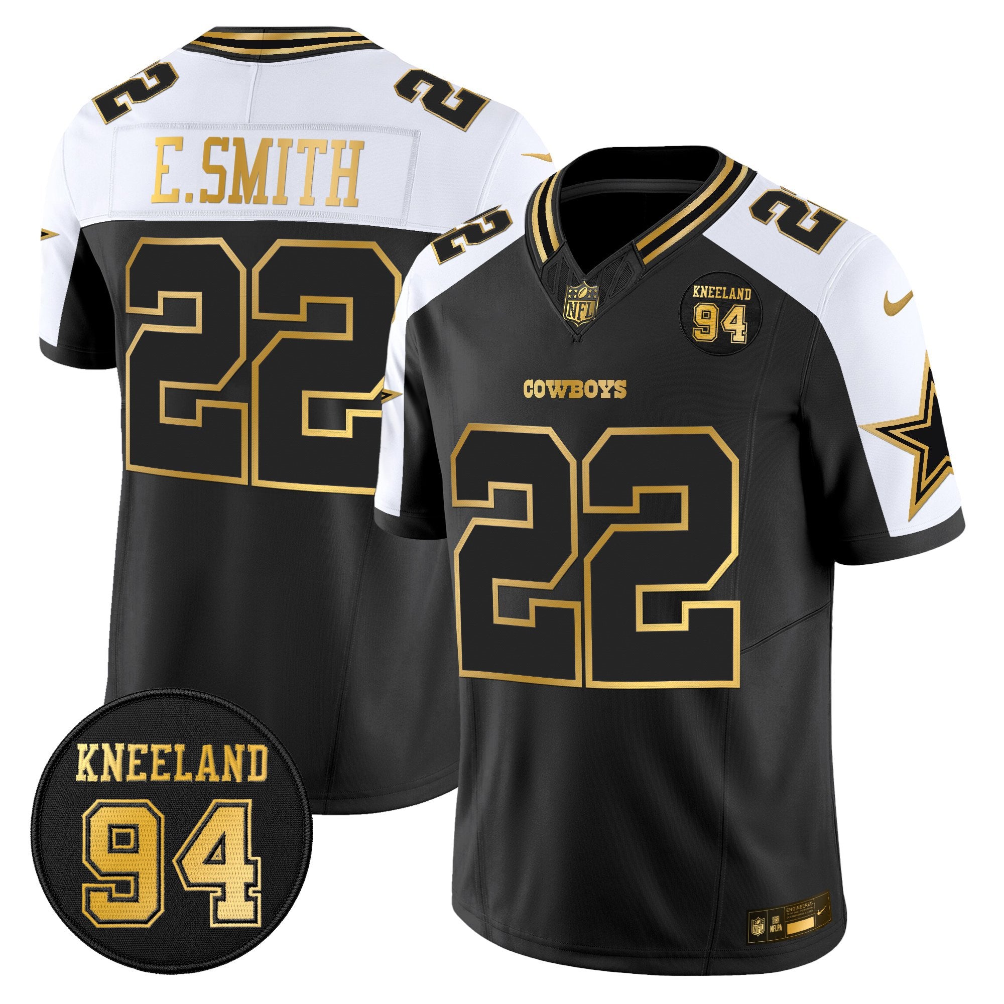 Men's Dallas Cowboys #94 Marshawn Kneeland Memorial Patch Gold Vapor Limited Jersey - All Stitched