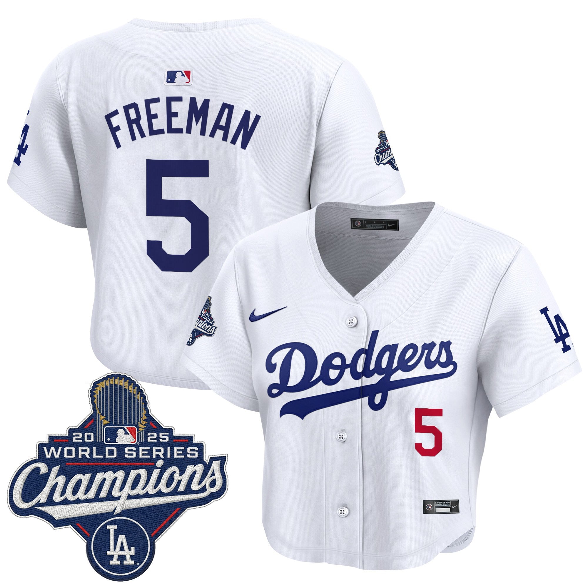 Women's Dodgers 2025 World Series Champions Crop Top Baseball Jersey - All Stitched