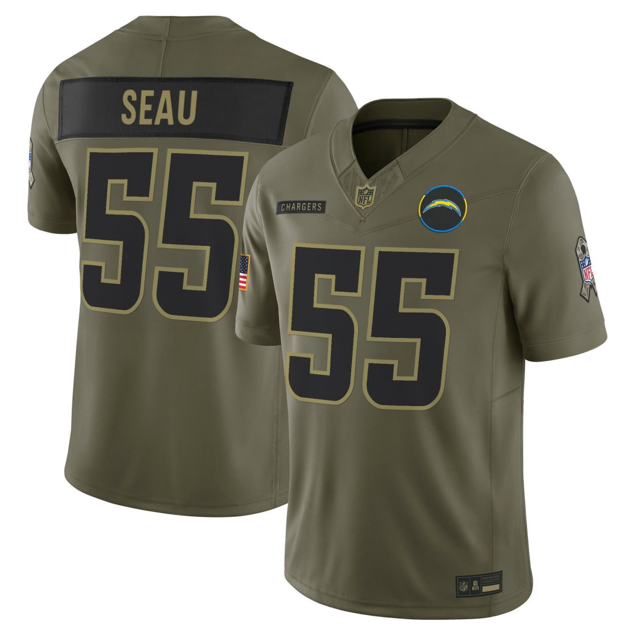 Junior Seau Los Angeles Chargers 2025 Salute To Service Jersey - All Stitched