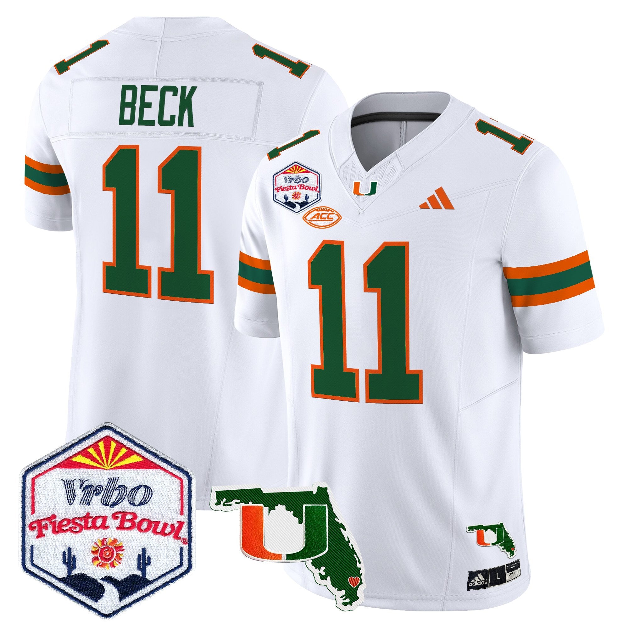 Men's Miami Hurricanes 2026 The Fiesta Bowl & Florida Patch Vapor Limited Jersey - All Stitched