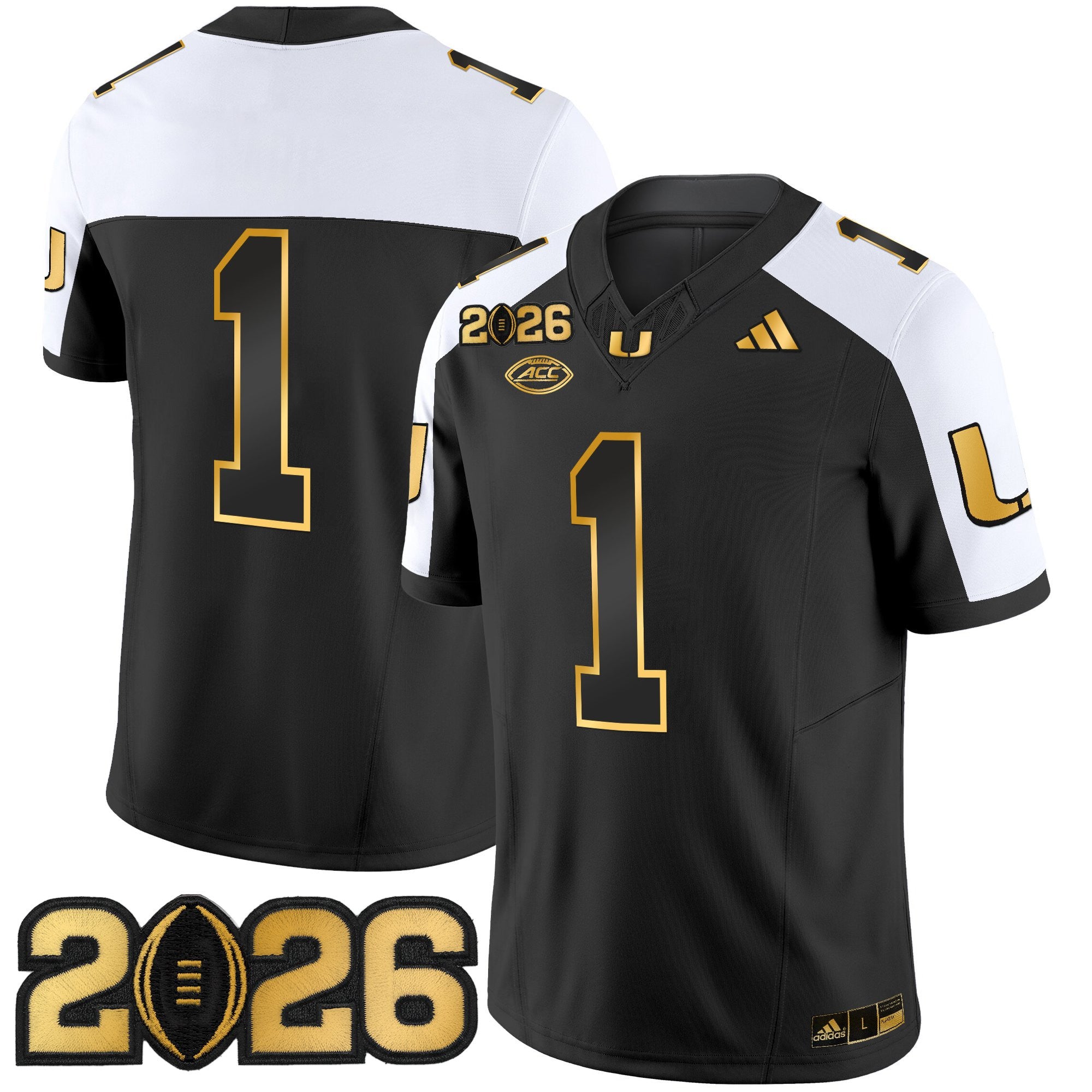 Men's Miami Hurricanes 2026 CFP Final Patch Gold Vapor Limited Jersey - All Stitched