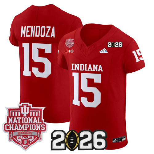 #15 Mendoza Indiana Hoosiers 2025 National Champions & 2026 CFP Final Patch Vapor Limited Elite Jersey - All Stitched