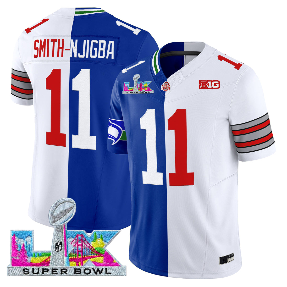 #11 Jaxon Smith-Njigba Super Bowl LX Split Vapor Limited Jersey - All Stitched