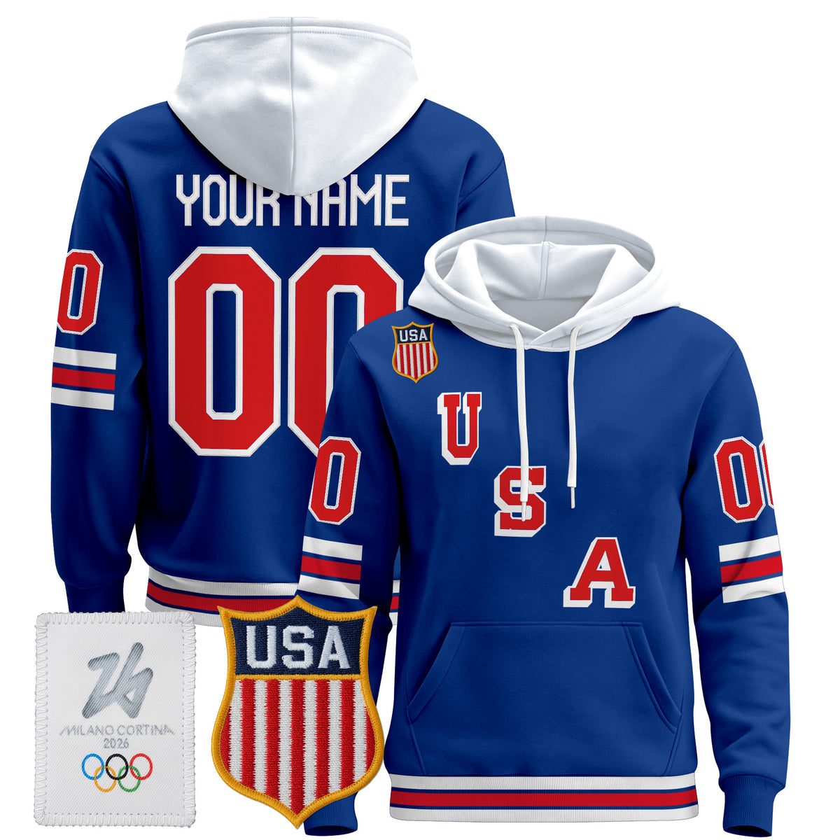 2026 USA Olympic Premium Custom Hockey Hoodie - All Stitched