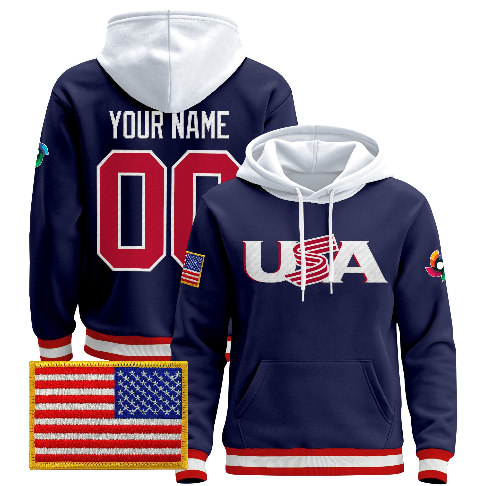 Team USA 2026 World Baseball Classic Vapor Premier Custom Hoodie Jersey - All Stitched