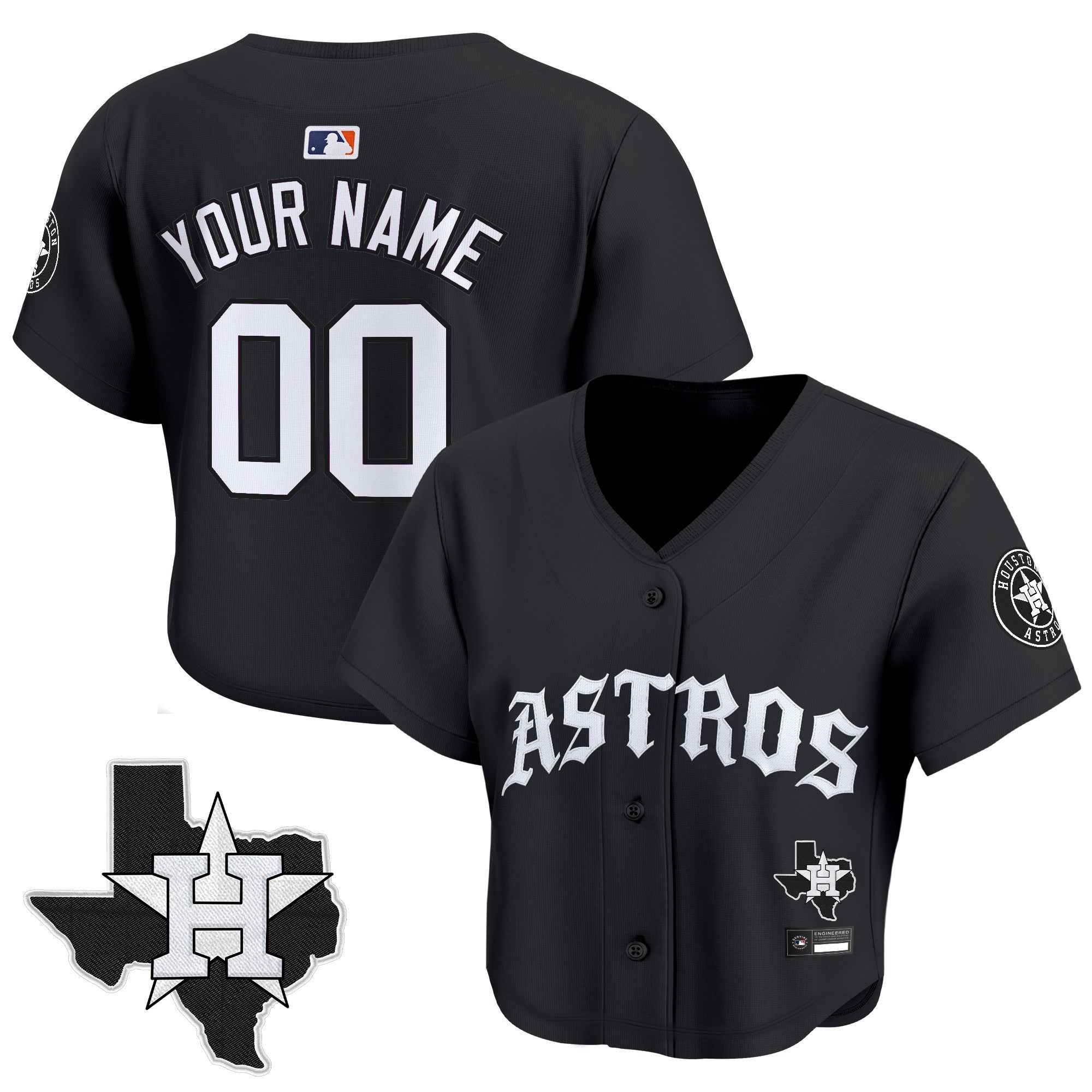 Women's Houston Astros 'Old English Edition' Crop Top Baseball Custom Jersey - All Stitched