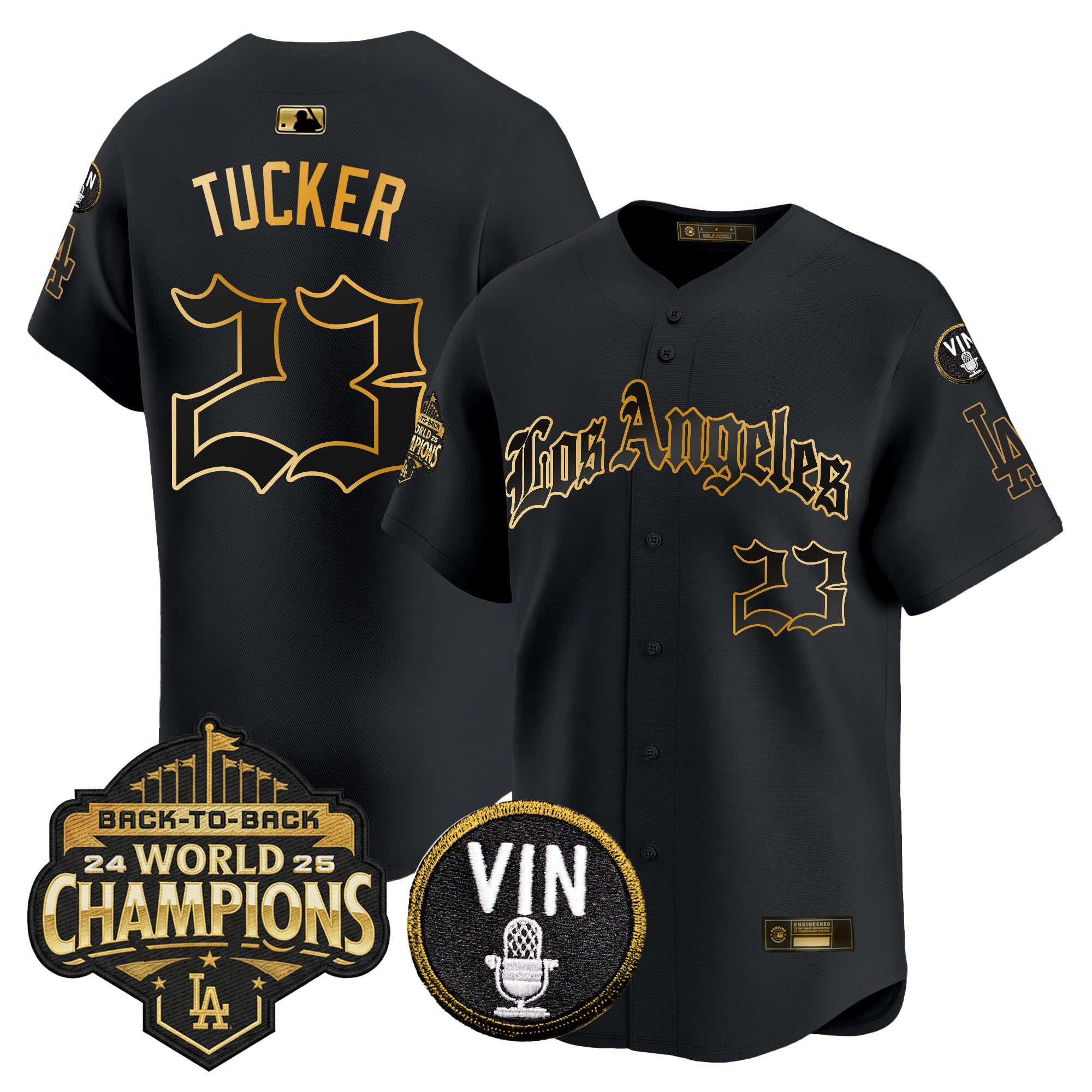 Men's Dodgers 2025 Back-To-Back Champions Vapor Premier Limited Jersey - LA Gothic Edition - All Stitched