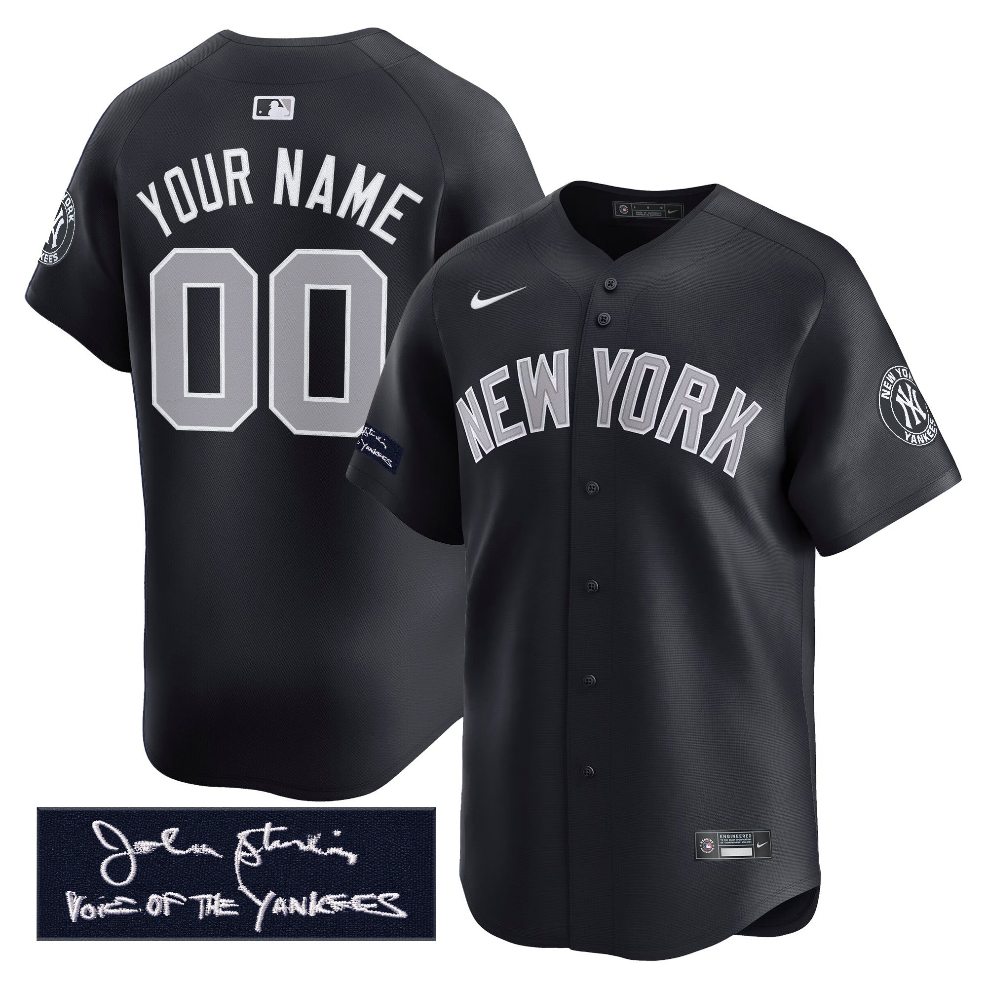 Yankees John Sterling "The Voice of the Yankees" Tribute Patch Vapor Premier Limited Custom Jersey - All Stitched