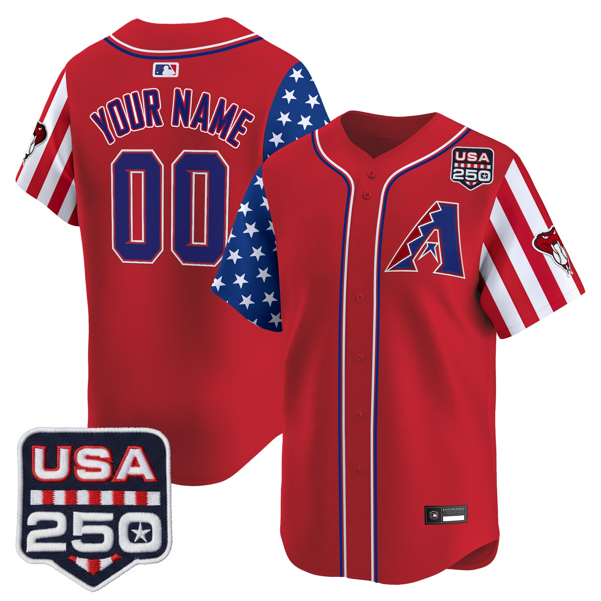 Arizona Diamondbacks "America 250 Edition" Vapor Premier Limited Custom Jersey - All Stitched
