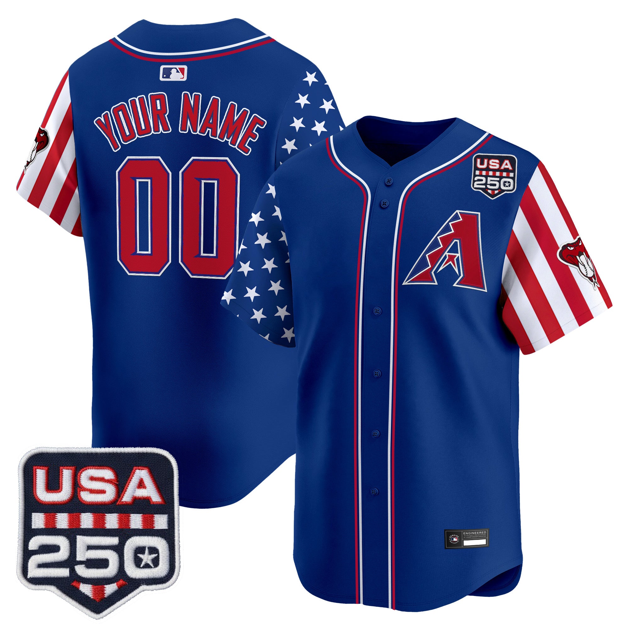 Arizona Diamondbacks "America 250 Edition" Vapor Premier Limited Custom Jersey - All Stitched