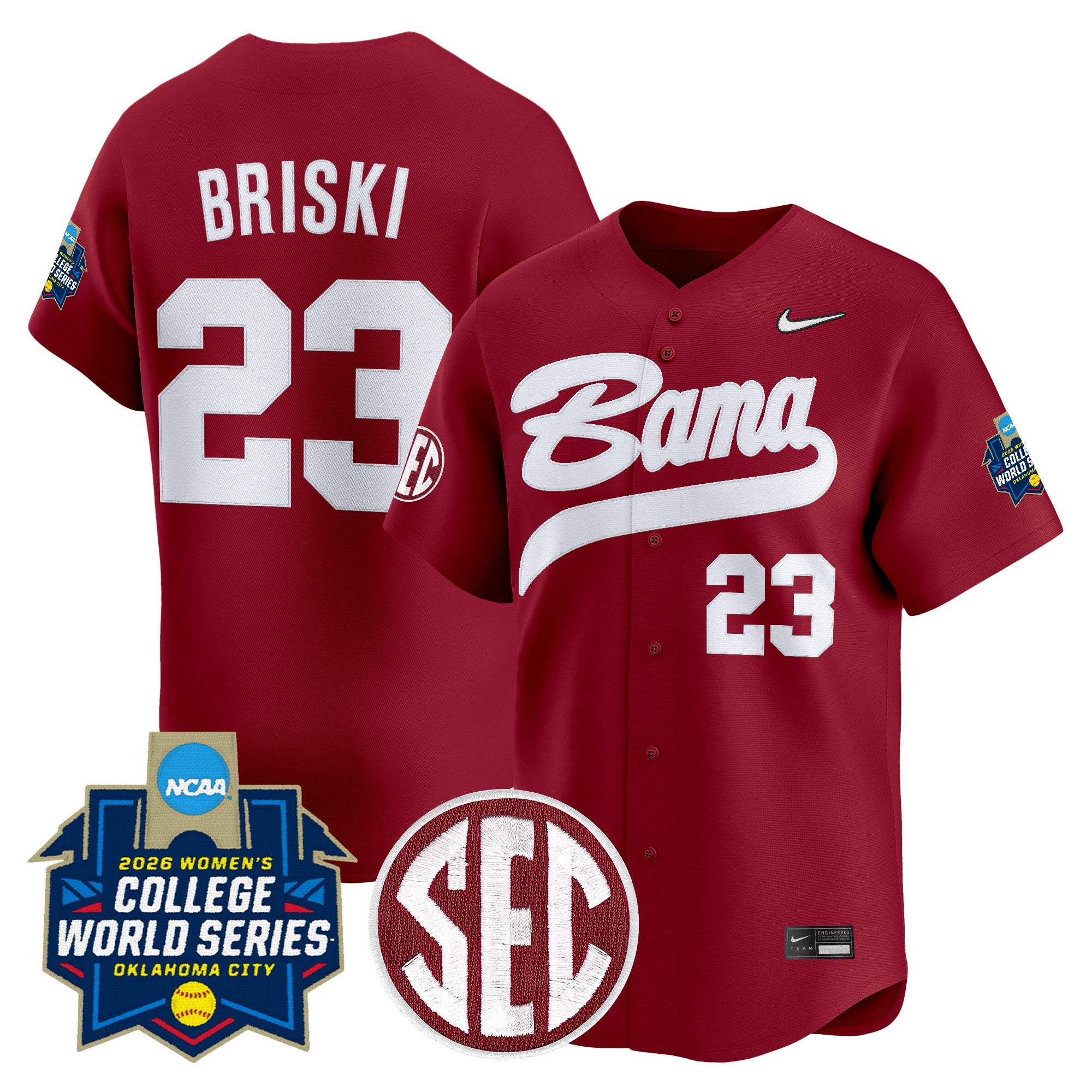 Men's Size - Alabama Softball 2026 World Series (WCWS) Vapor Premier Limited Jersey - All Stitched