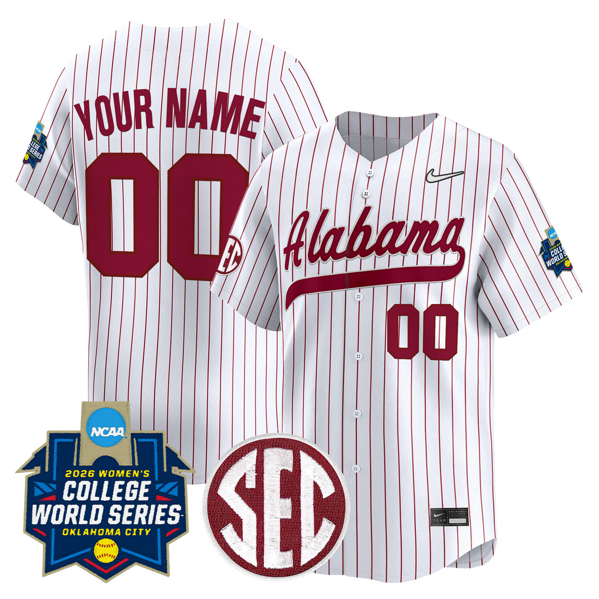 Alabama Softball 2026 World Series (WCWS) Vapor Premier Limited Custom Jersey - All Stitched