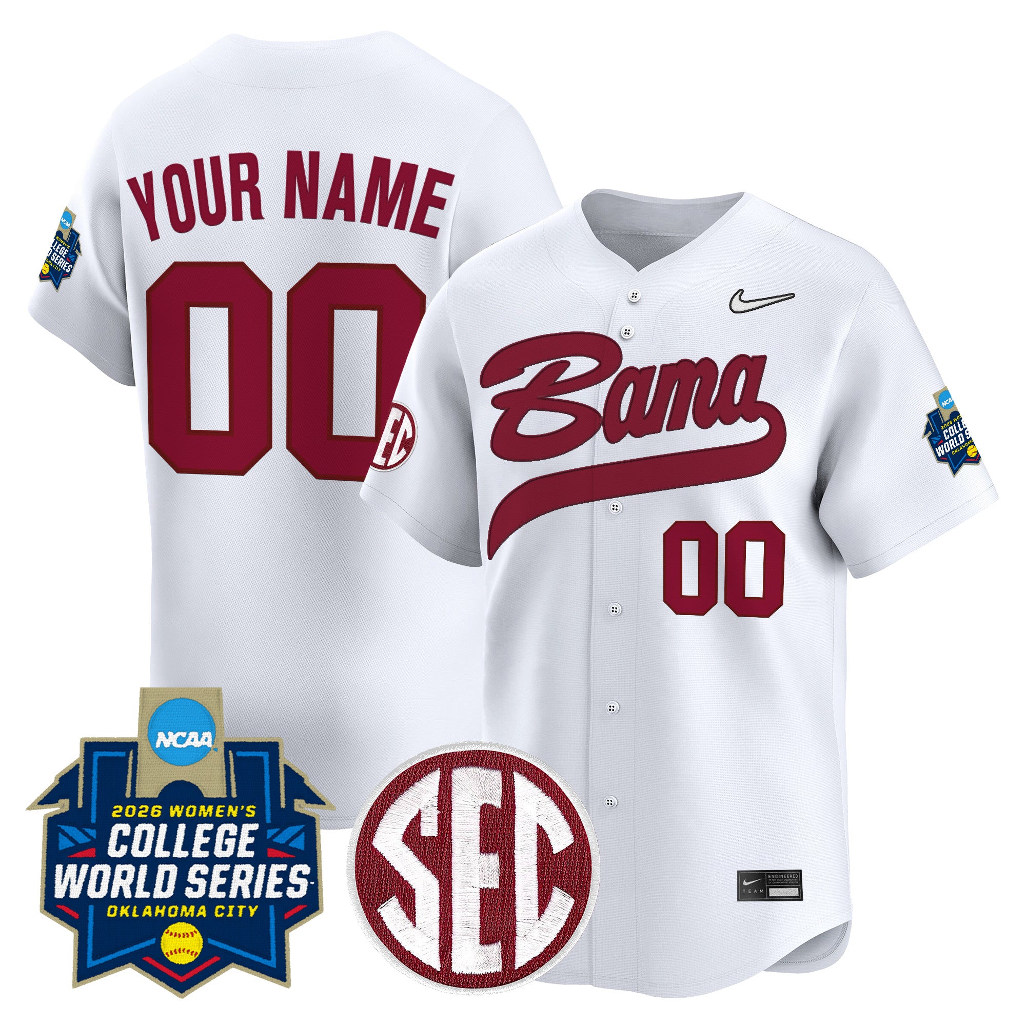 Alabama Softball 2026 World Series (WCWS) Vapor Premier Limited Custom Jersey - All Stitched