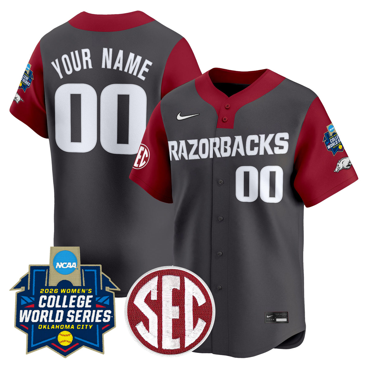 Arkansas Softball 2026 World Series (WCWS) Vapor Premier Limited Custom Jersey - All Stitched