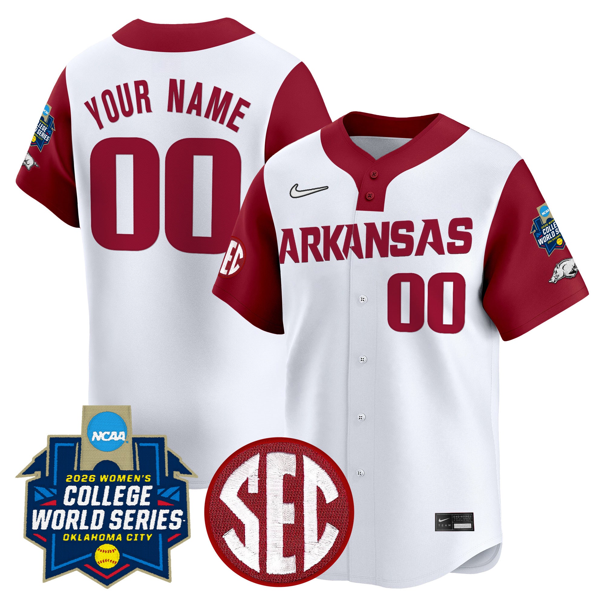 Arkansas Softball 2026 World Series (WCWS) Vapor Premier Limited Custom Jersey - All Stitched
