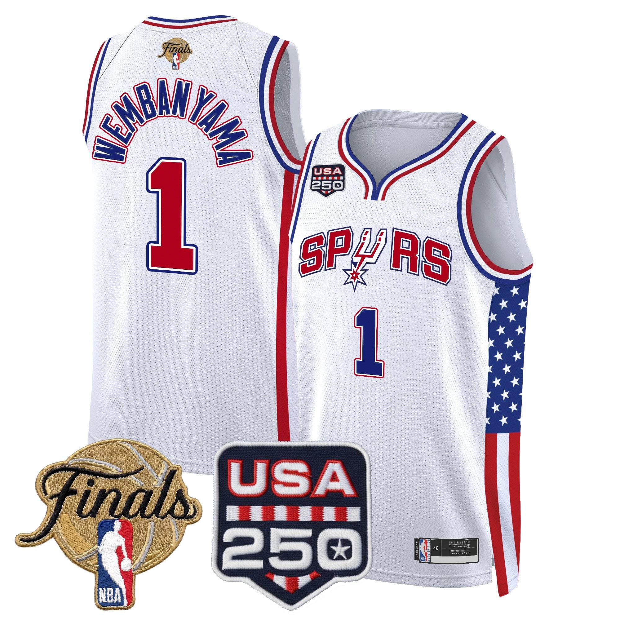 Men's San Antonio Spurs "America 250 Edition" 2026 Finals Patch Swingman Jersey - All Stitched