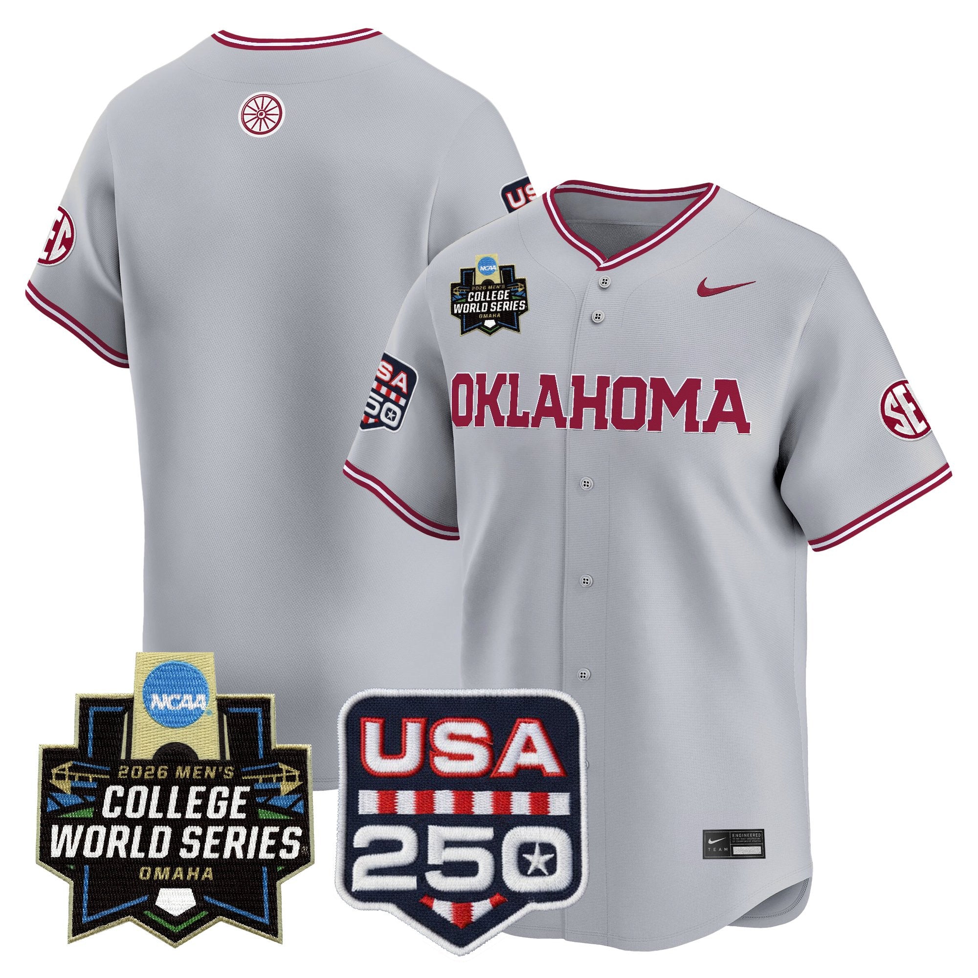 Men's Oklahoma Sooners USA 250 Fourth of July Vapor Premier Limited Jersey - 2026 World Series Patch - All Stitched