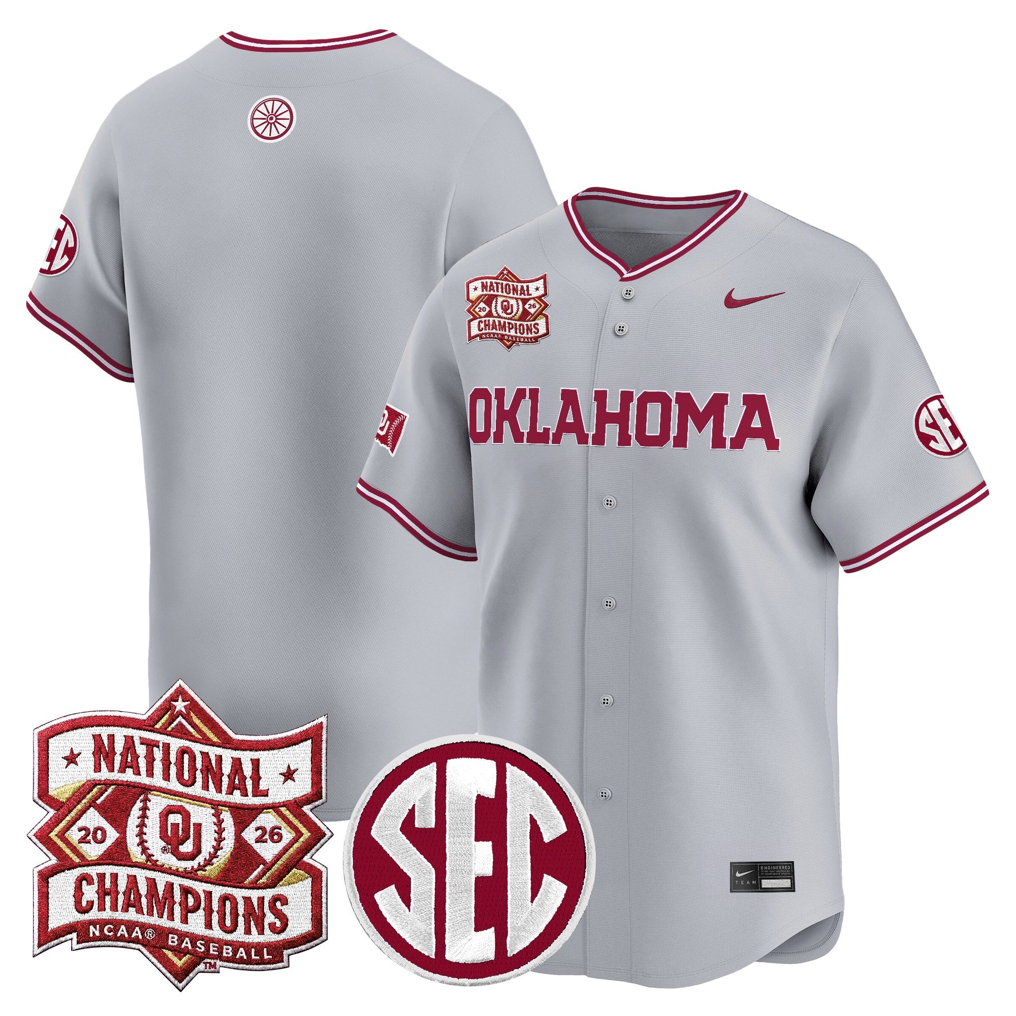 Men's Oklahoma Sooners 2026 National Champions Patch Vapor Premier Limited Jersey V2 - All Stitched