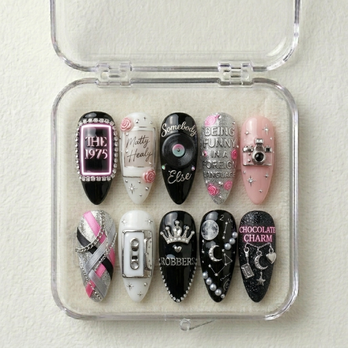 The 1975 Handmade Press On Nails | Reusable 3D Nail Set